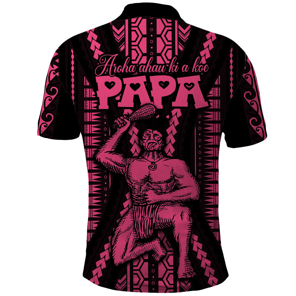 Maori Fathers Day New Zealand Polo Shirt Aroha Ahau Ki A Koe Papa - Pink LT9