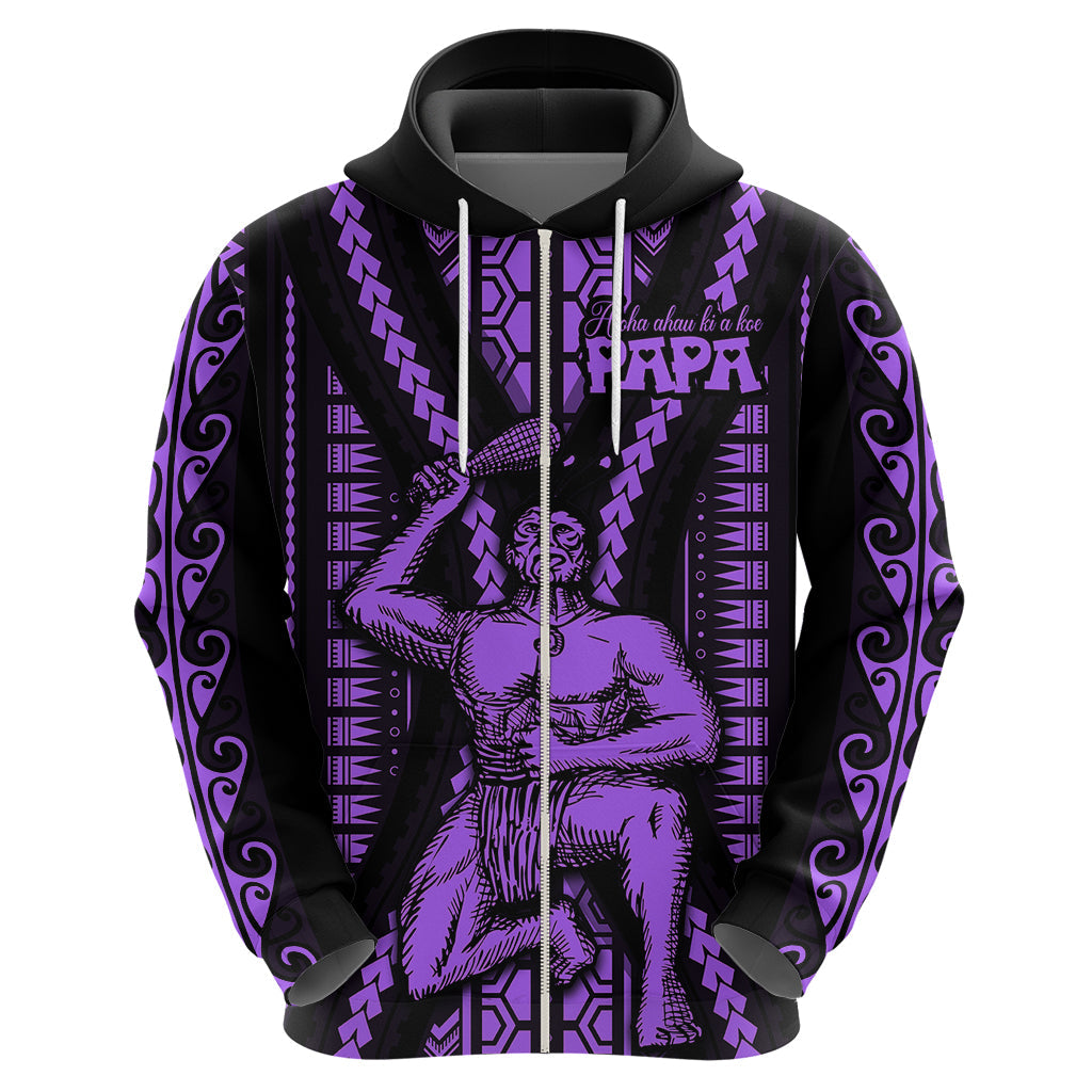 Maori Fathers Day New Zealand Hoodie Aroha Ahau Ki A Koe Papa - Purple LT9