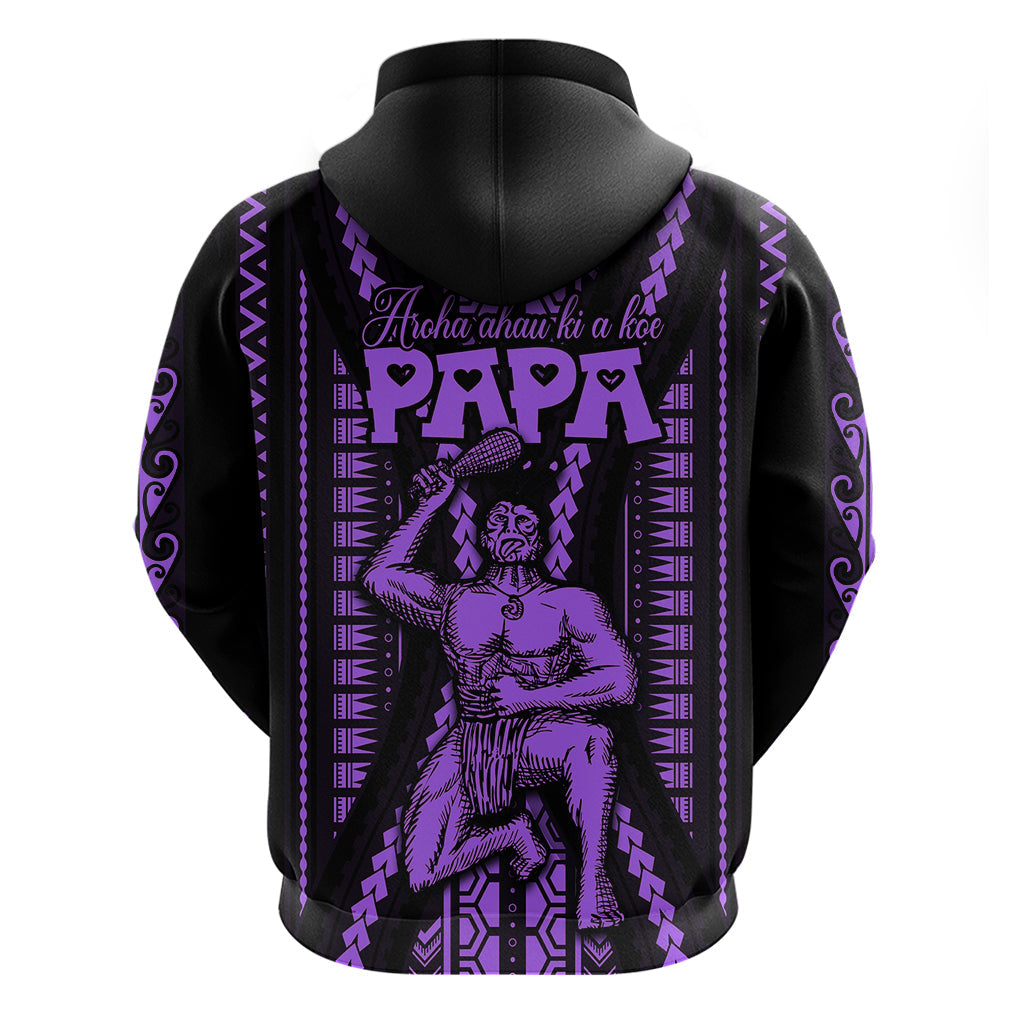 Custom Maori Fathers Day New Zealand Hoodie Aroha Ahau Ki A Koe Papa - Purple LT9