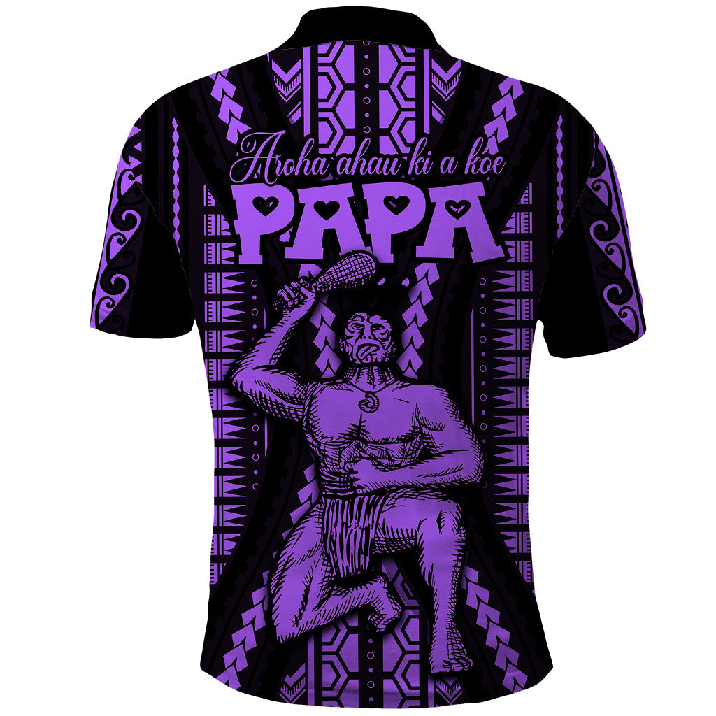 Custom Maori Fathers Day New Zealand Polo Shirt Aroha Ahau Ki A Koe Papa - Purple LT9