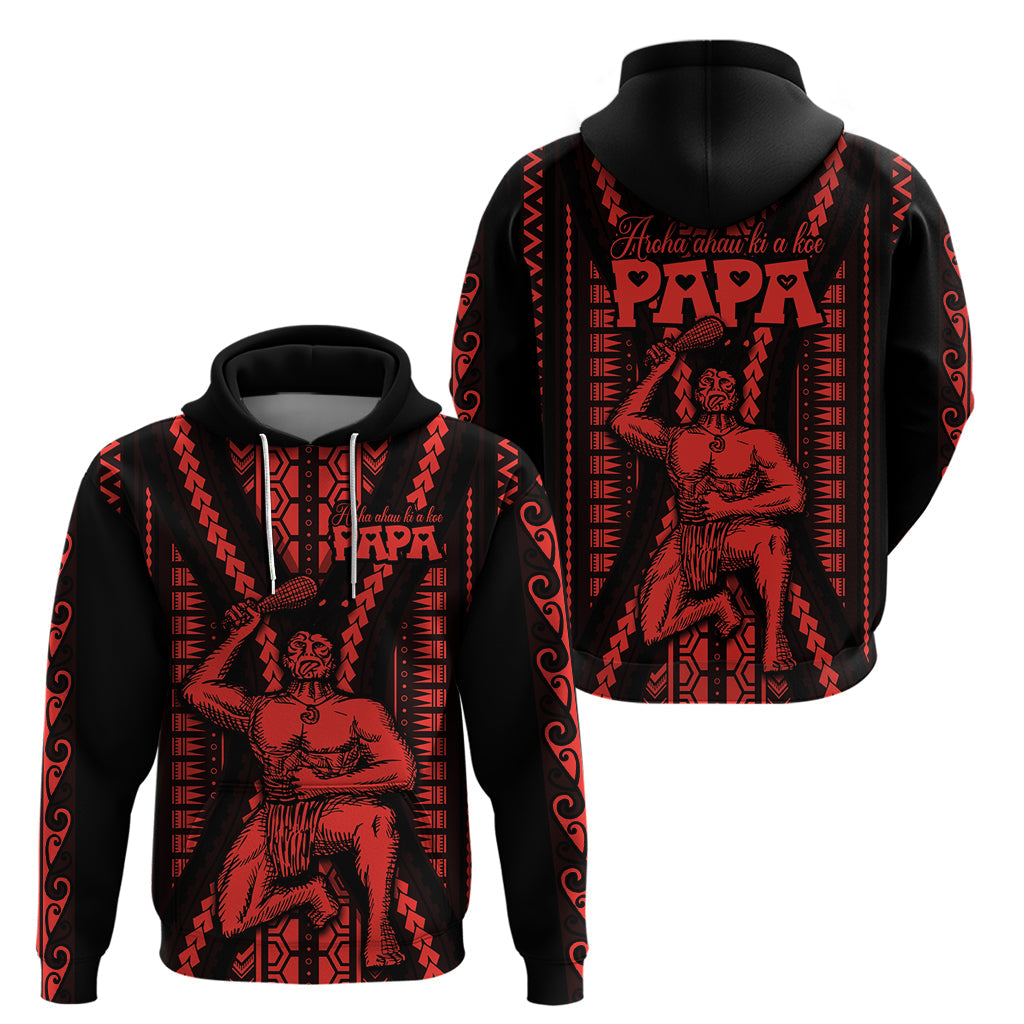 Maori Fathers Day New Zealand Hoodie Aroha Ahau Ki A Koe Papa - Red LT9