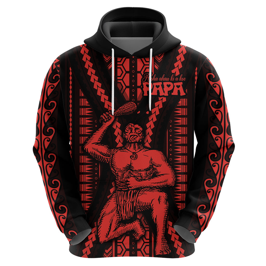 Maori Fathers Day New Zealand Hoodie Aroha Ahau Ki A Koe Papa - Red LT9
