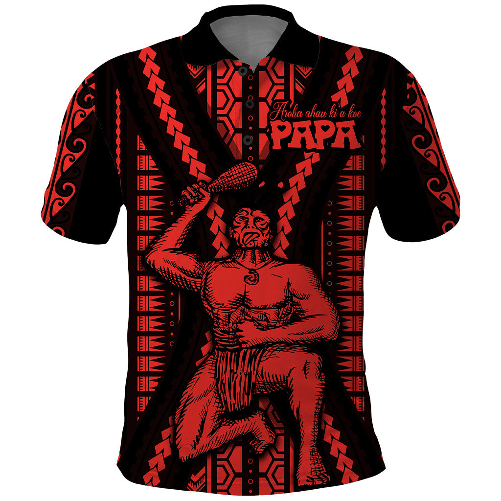 Maori Fathers Day New Zealand Polo Shirt Aroha Ahau Ki A Koe Papa - Red LT9