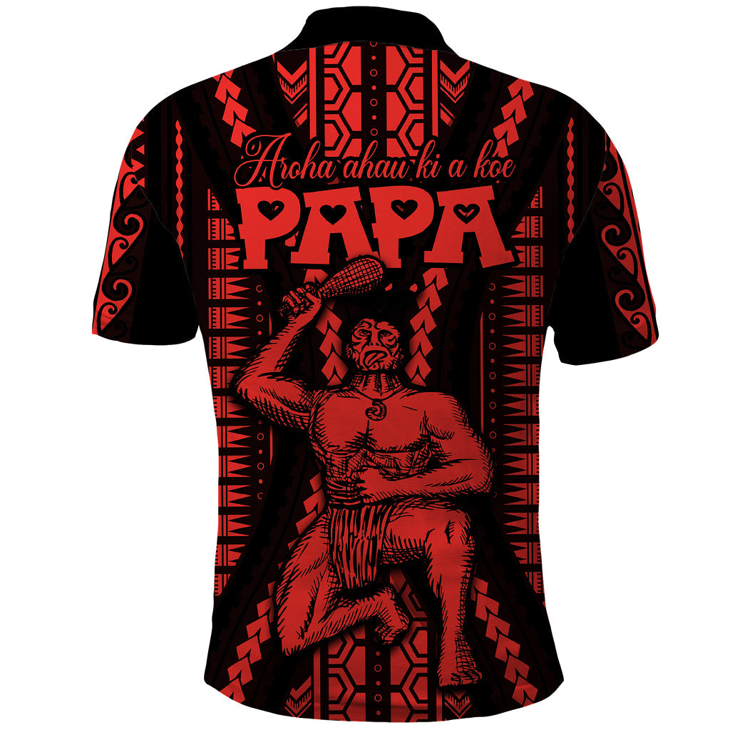 Maori Fathers Day New Zealand Polo Shirt Aroha Ahau Ki A Koe Papa - Red LT9