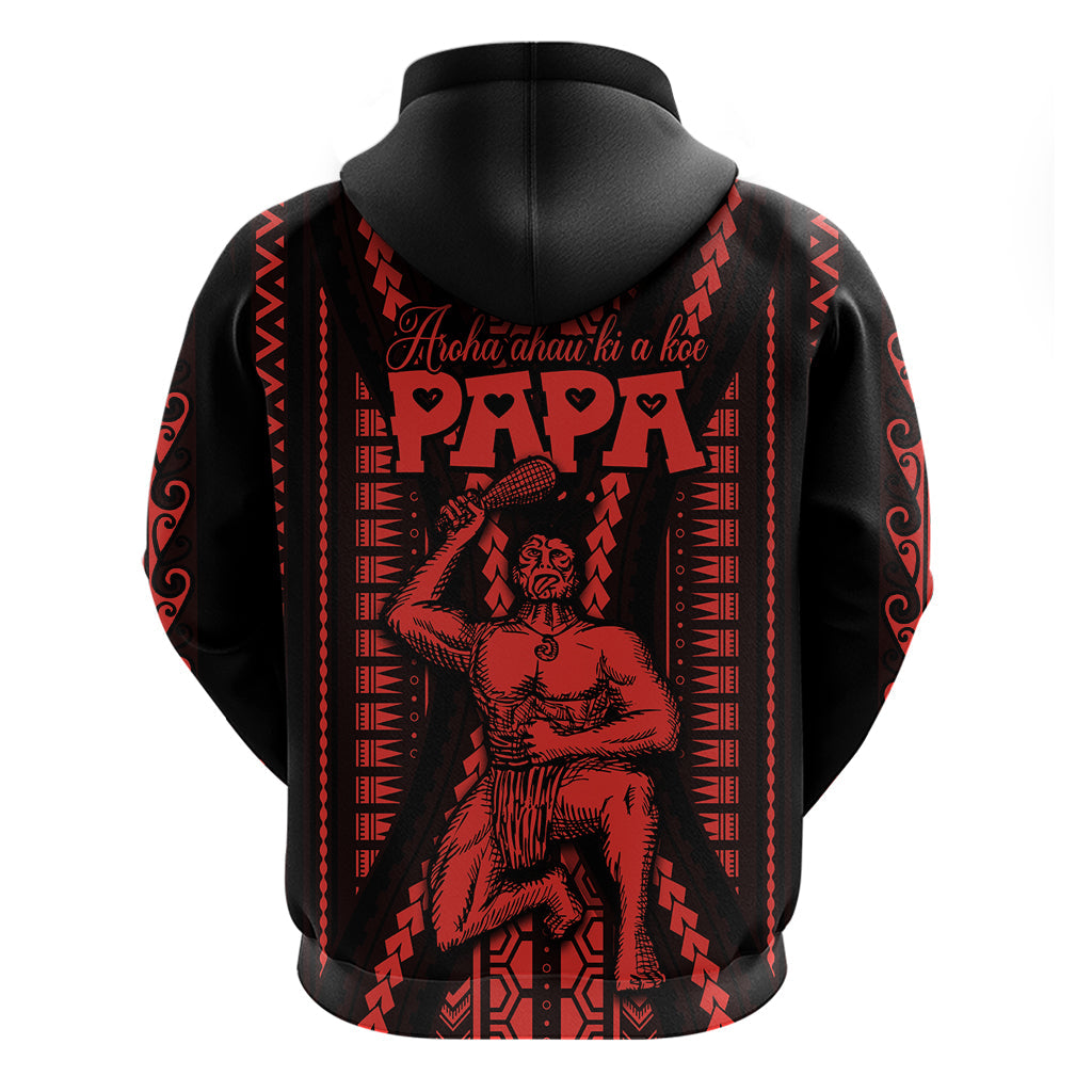Custom Maori Fathers Day New Zealand Hoodie Aroha Ahau Ki A Koe Papa - Red LT9