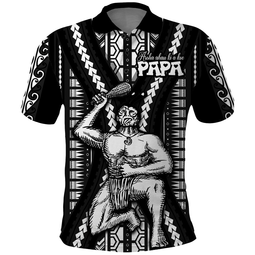 Maori Fathers Day New Zealand Polo Shirt Aroha Ahau Ki A Koe Papa - Black LT9