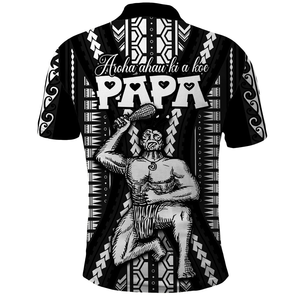 Maori Fathers Day New Zealand Polo Shirt Aroha Ahau Ki A Koe Papa - Black LT9