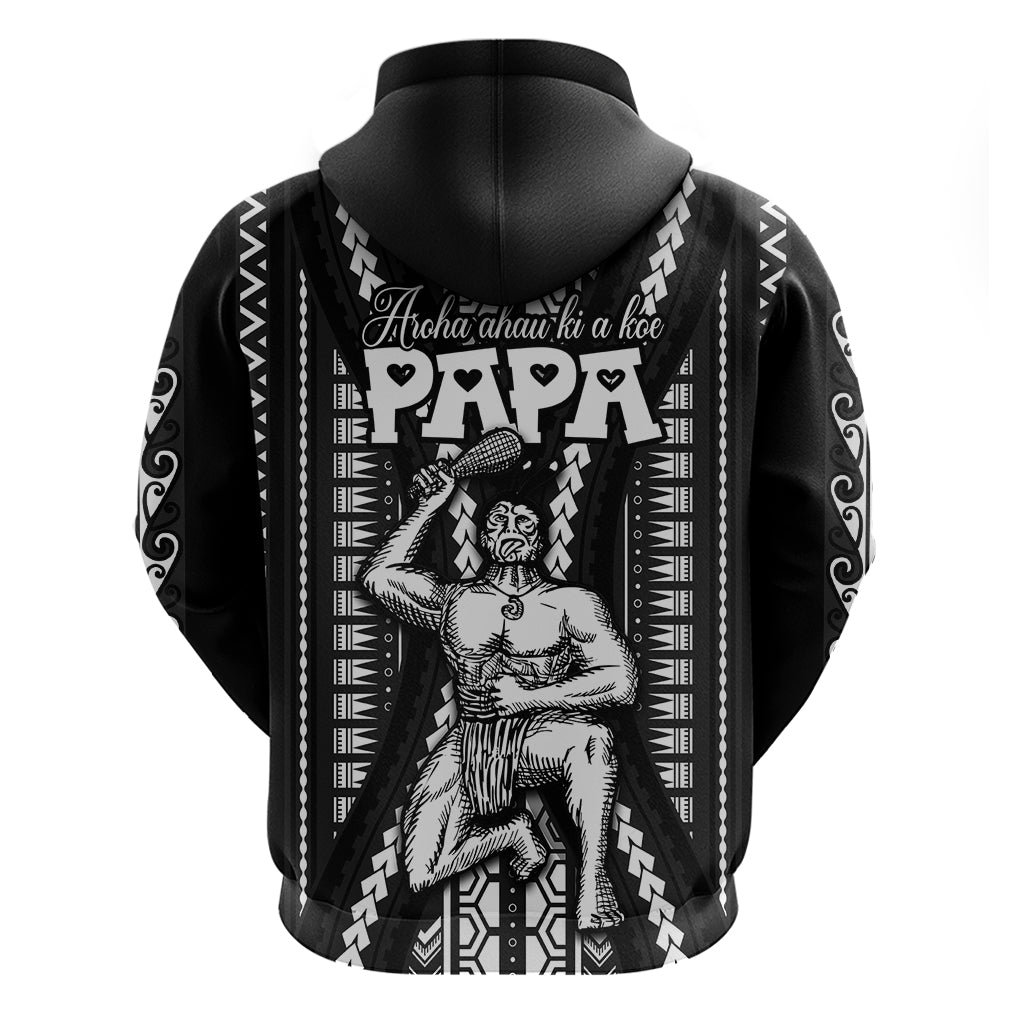 Custom Maori Fathers Day New Zealand Hoodie Aroha Ahau Ki A Koe Papa - Black LT9
