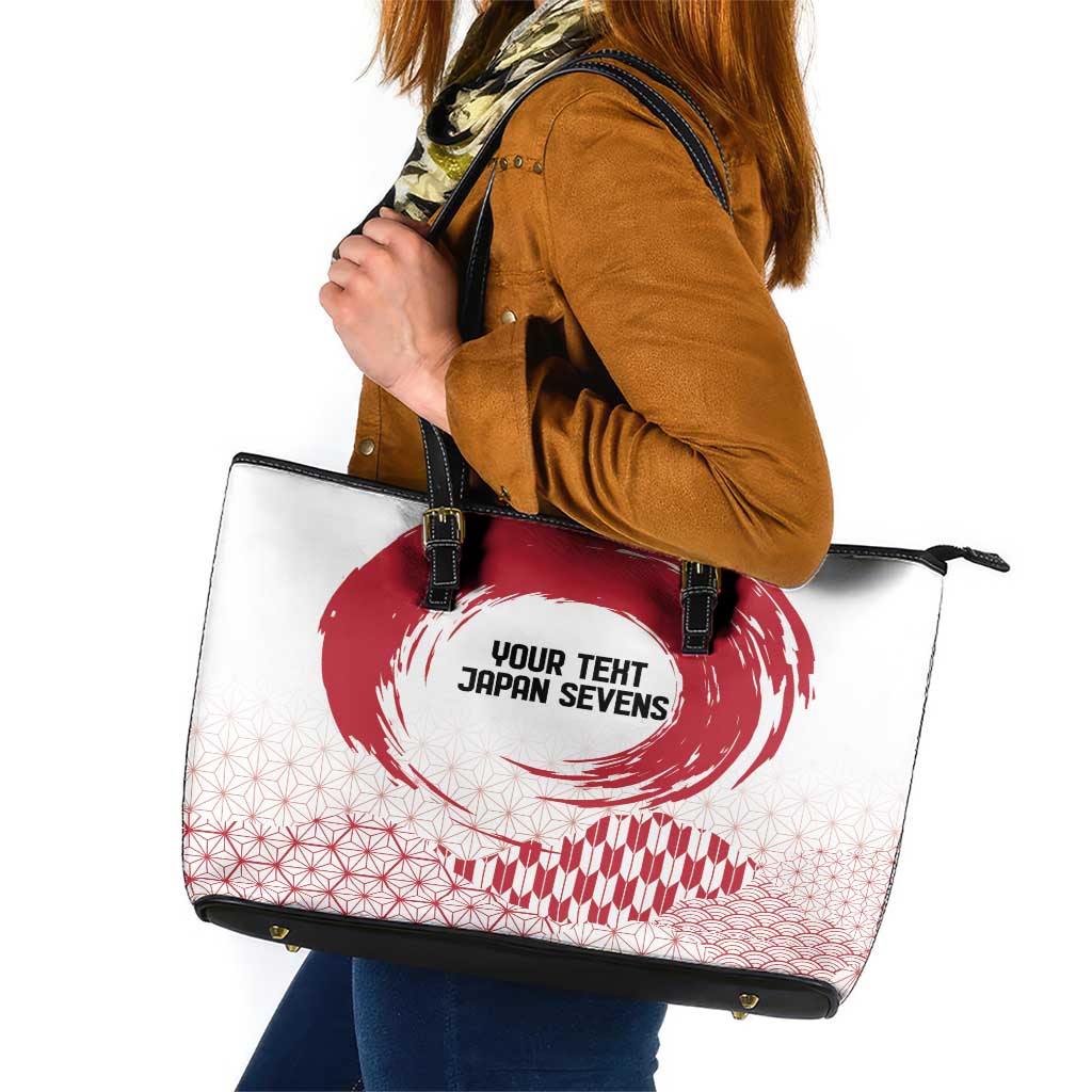 Custom Japan Sevens Leather Tote Bag Japanese Rising Sun with Hemp Leaf Pattern LT9