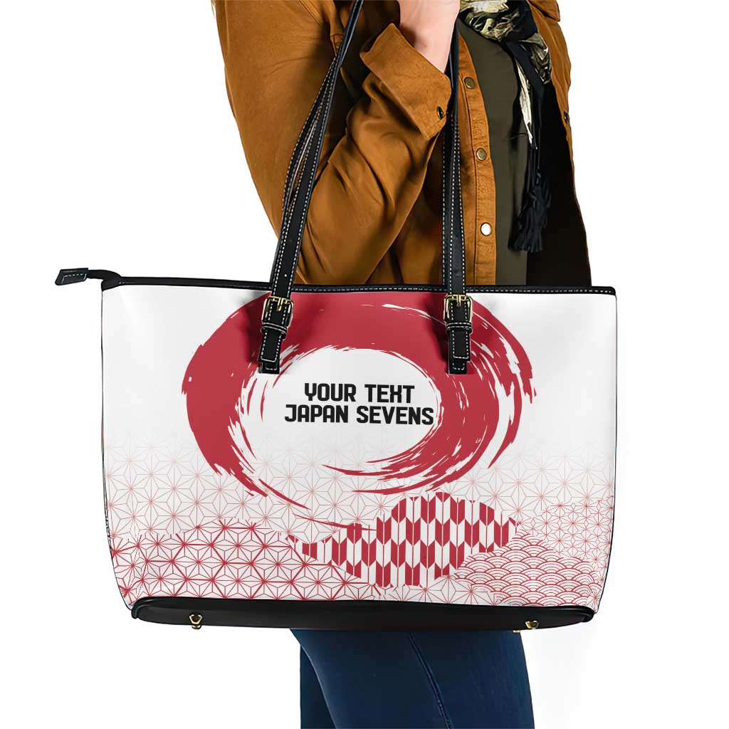 Custom Japan Sevens Leather Tote Bag Japanese Rising Sun with Hemp Leaf Pattern LT9