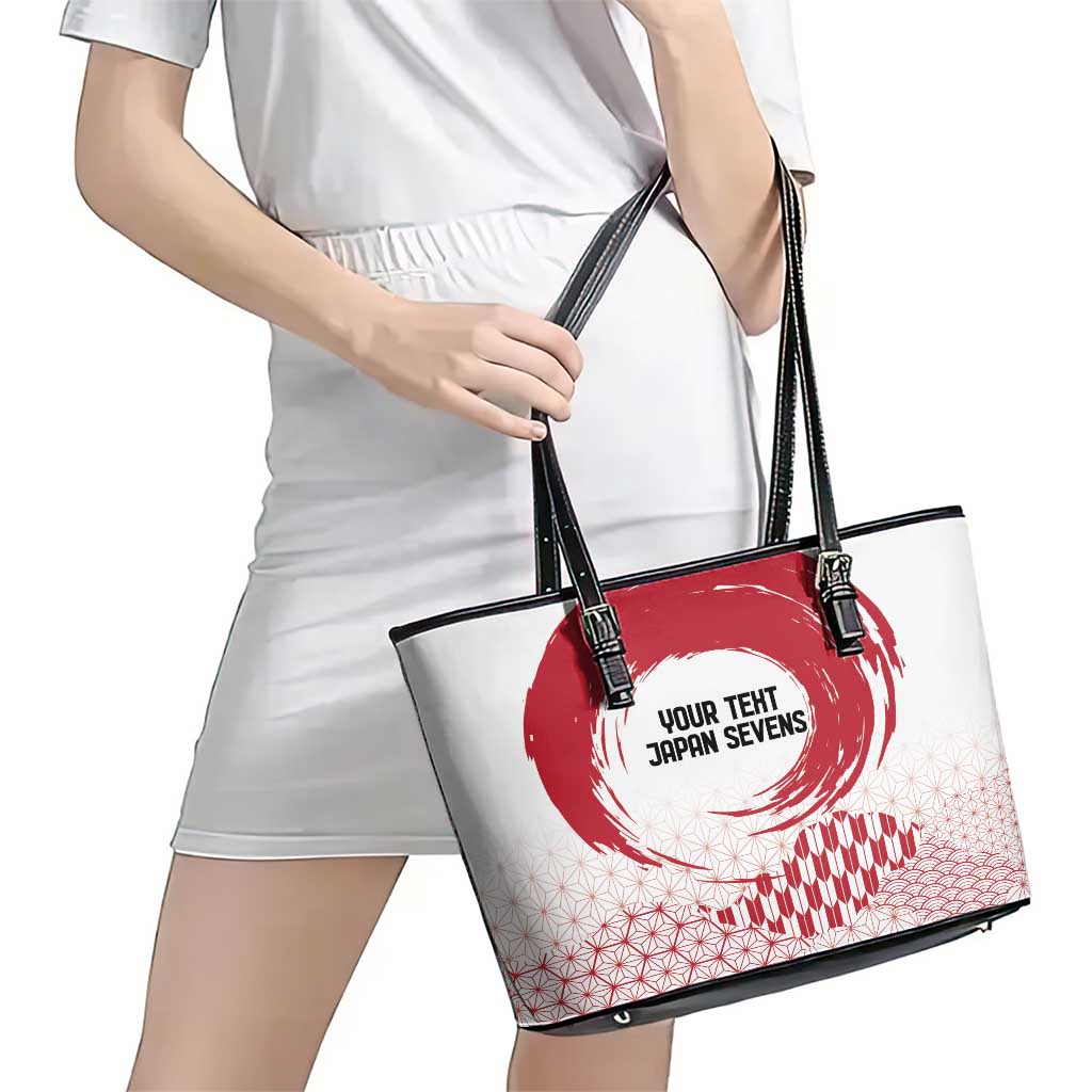 Custom Japan Sevens Leather Tote Bag Japanese Rising Sun with Hemp Leaf Pattern LT9