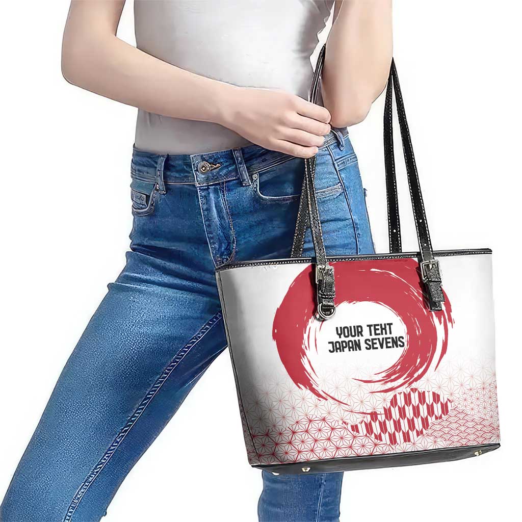 Custom Japan Sevens Leather Tote Bag Japanese Rising Sun with Hemp Leaf Pattern LT9