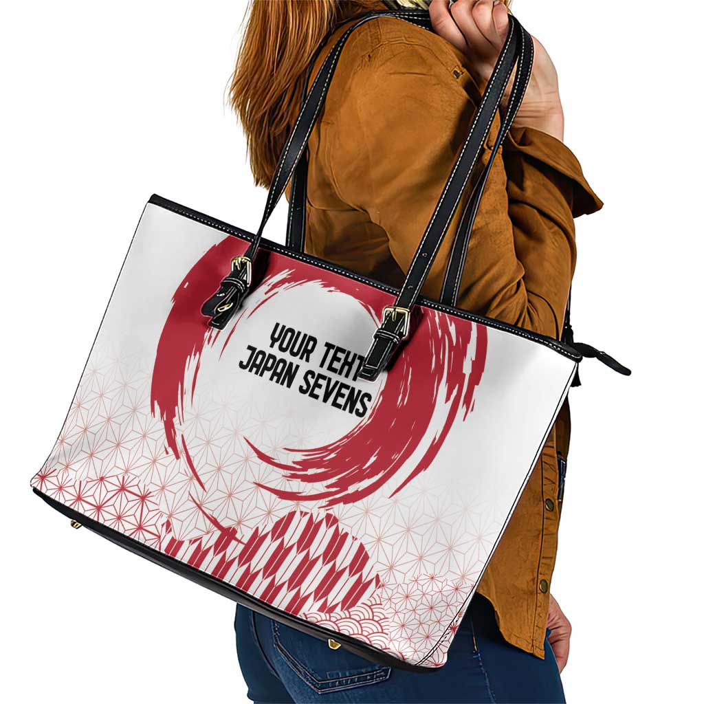 Custom Japan Sevens Leather Tote Bag Japanese Rising Sun with Hemp Leaf Pattern LT9