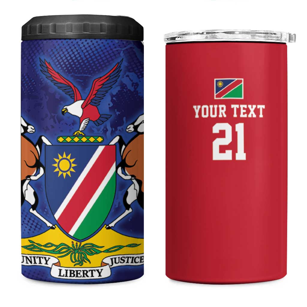 Custom Cricket African Namibia 4 in 1 Can Cooler Tumbler Coat of arms Namibian Pattern LT9
