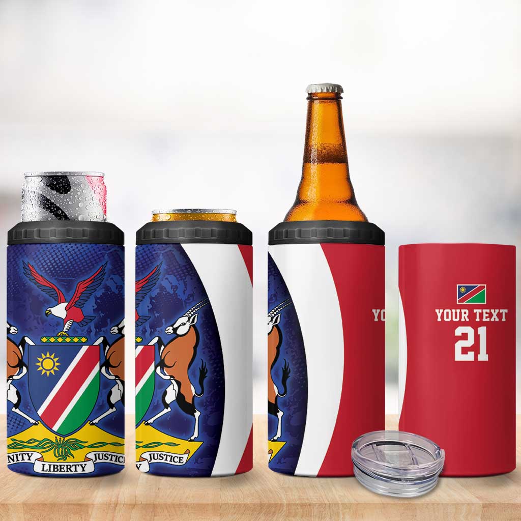 Custom Cricket African Namibia 4 in 1 Can Cooler Tumbler Coat of arms Namibian Pattern LT9