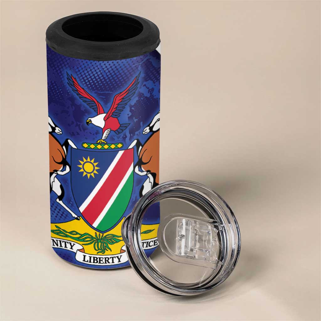 Custom Cricket African Namibia 4 in 1 Can Cooler Tumbler Coat of arms Namibian Pattern LT9