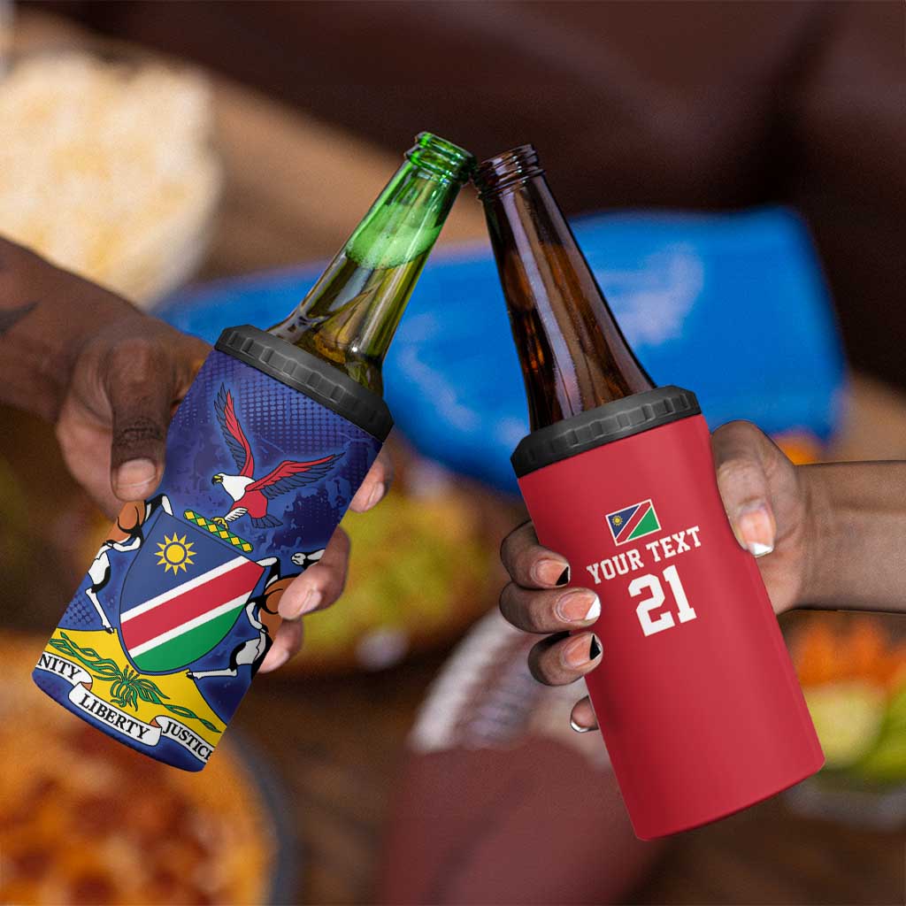 Custom Cricket African Namibia 4 in 1 Can Cooler Tumbler Coat of arms Namibian Pattern LT9