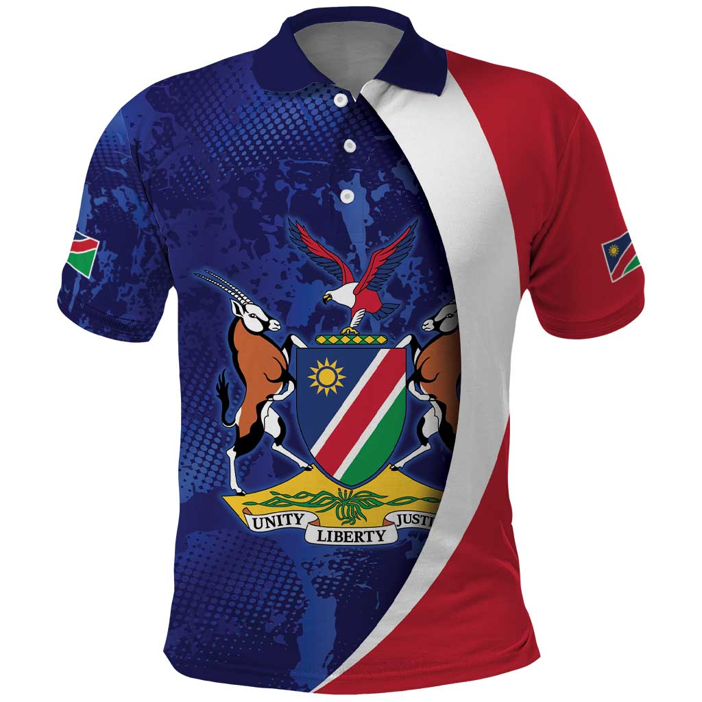 Namibia Cricket Custom Polo Shirt Coat of arms Namibian Pattern LT9