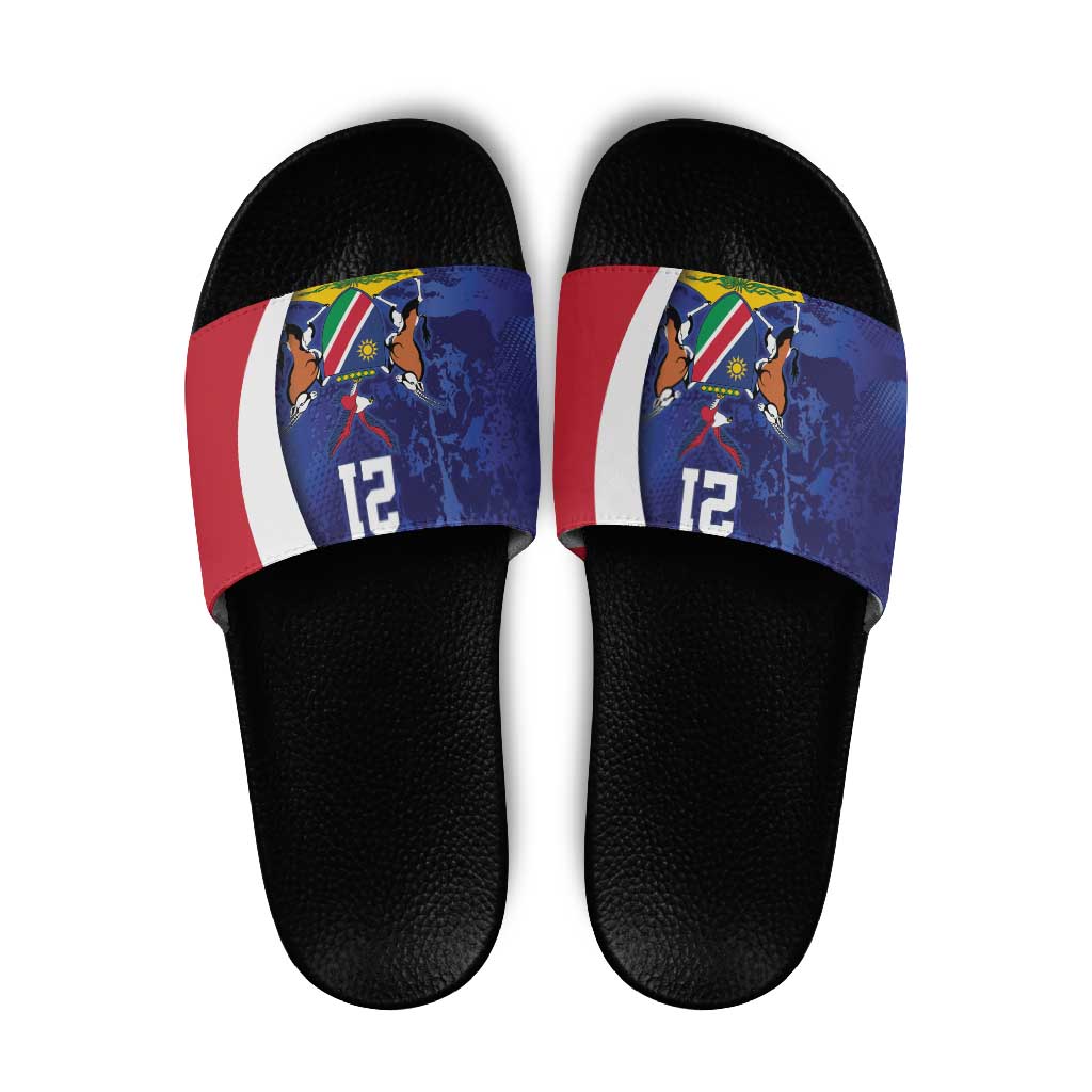 Namibia Cricket Custom Slide Sandals Coat of arms Namibian Pattern LT9