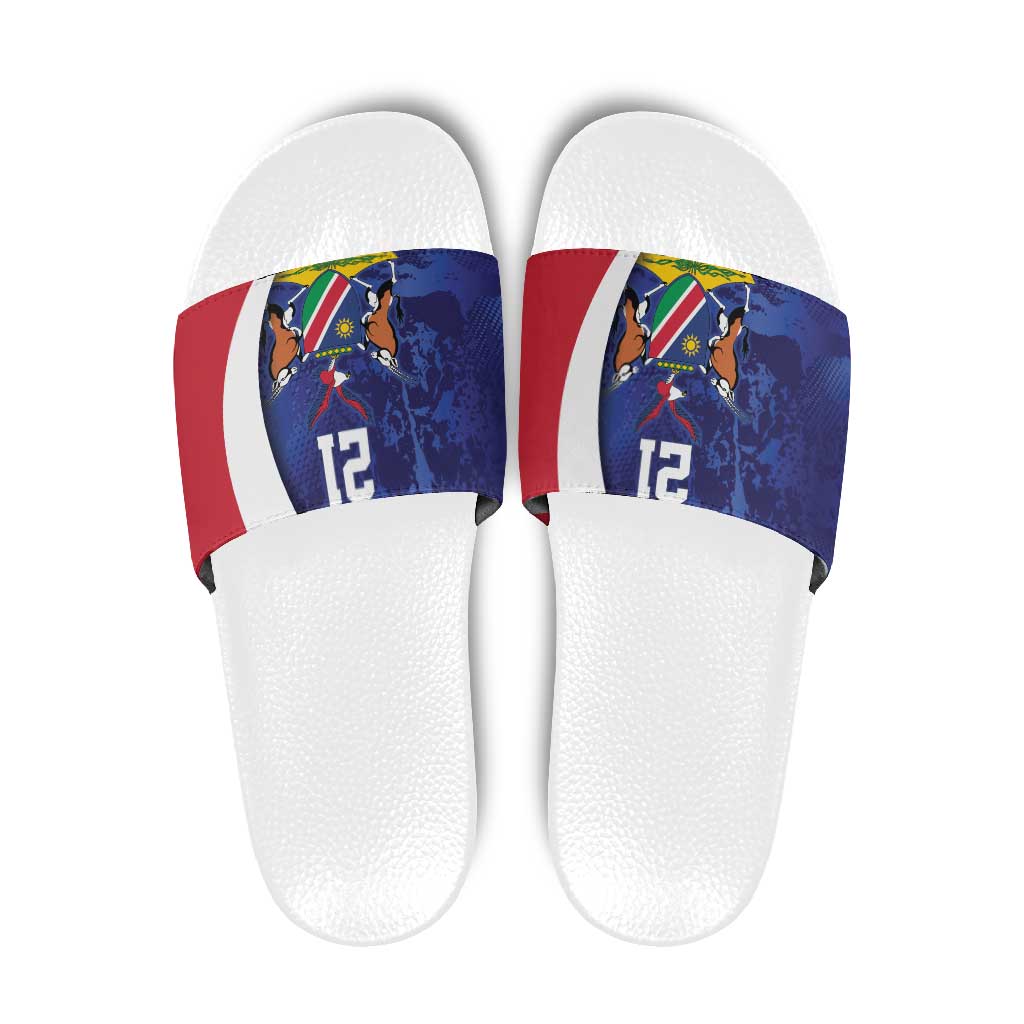 Namibia Cricket Custom Slide Sandals Coat of arms Namibian Pattern LT9