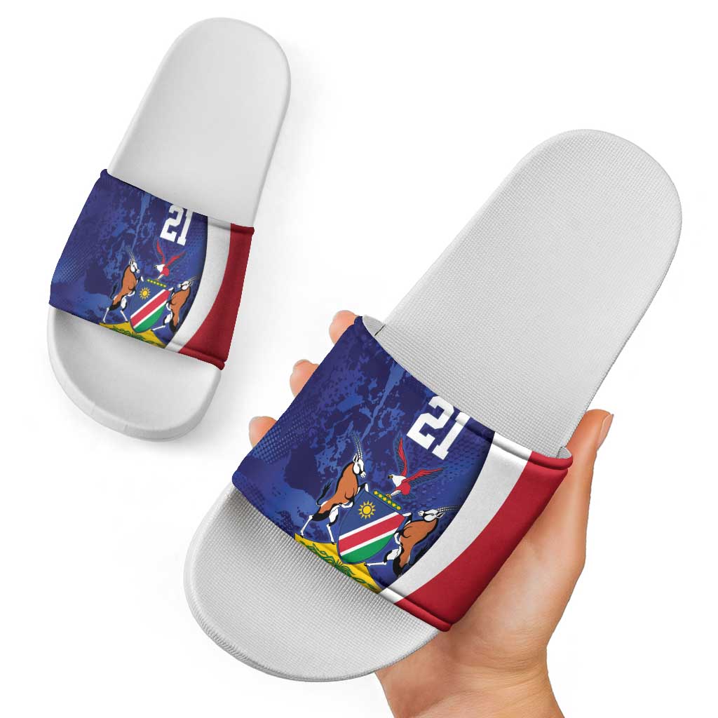 Namibia Cricket Custom Slide Sandals Coat of arms Namibian Pattern LT9