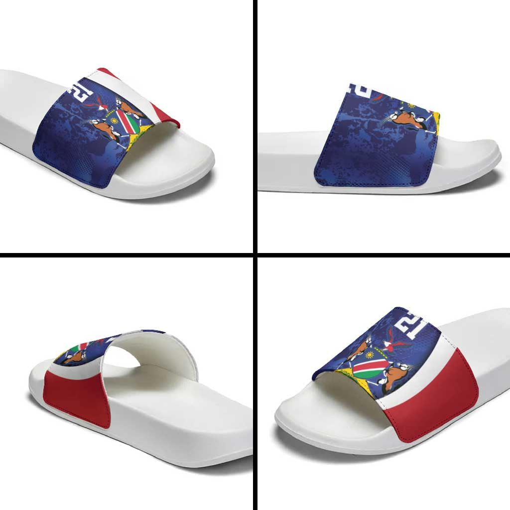 Namibia Cricket Custom Slide Sandals Coat of arms Namibian Pattern LT9