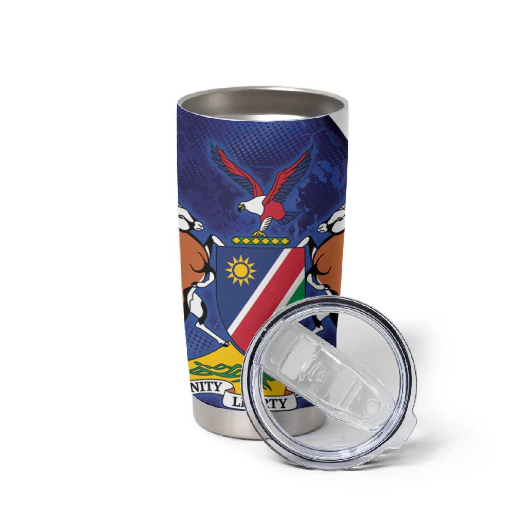 Custom Cricket African Namibia Tumbler Cup Coat of arms Namibian Pattern LT9