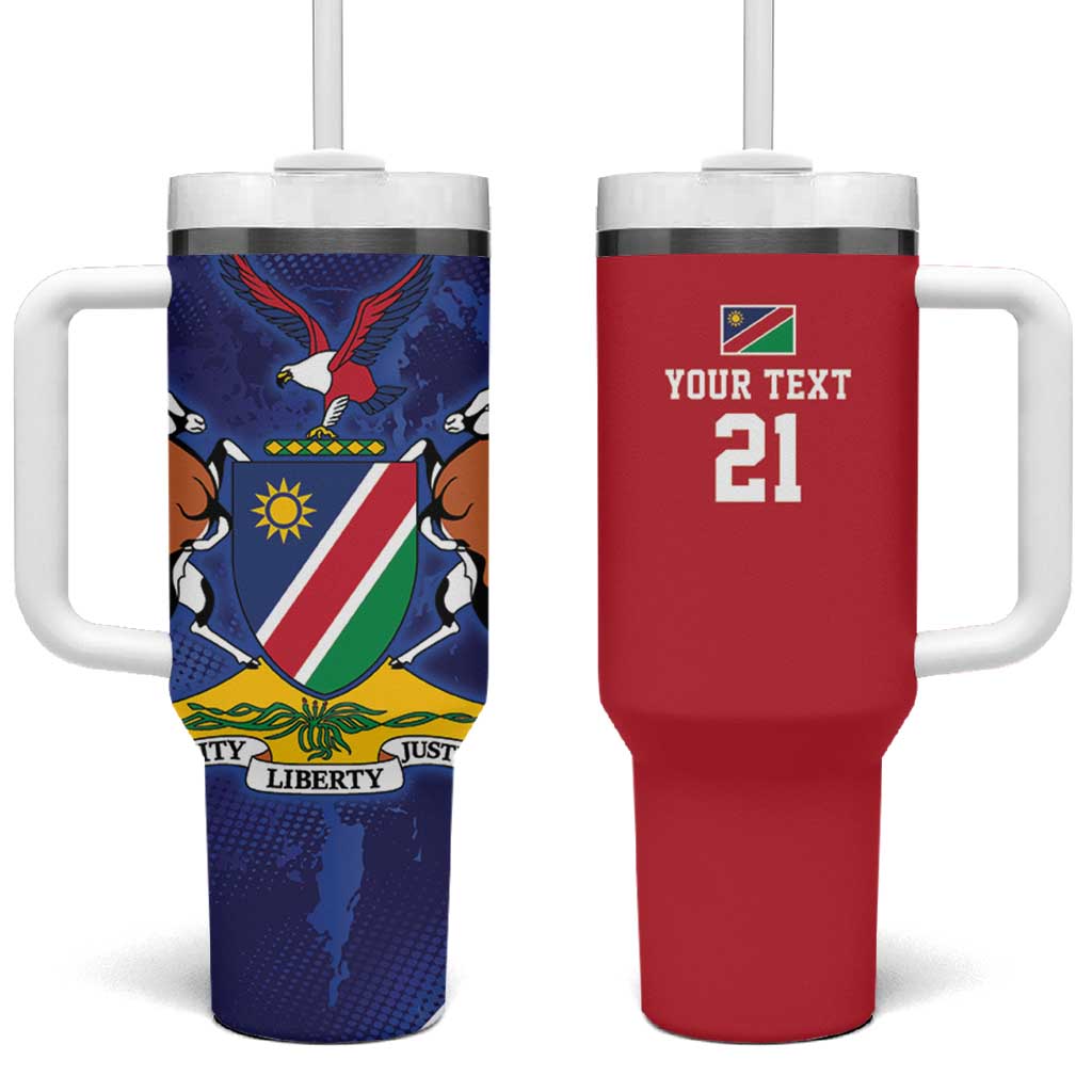 Custom Cricket African Namibia Tumbler With Handle Coat of arms Namibian Pattern LT9