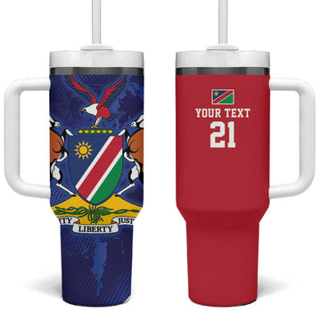 Custom Cricket African Namibia Tumbler With Handle Coat of arms Namibian Pattern LT9