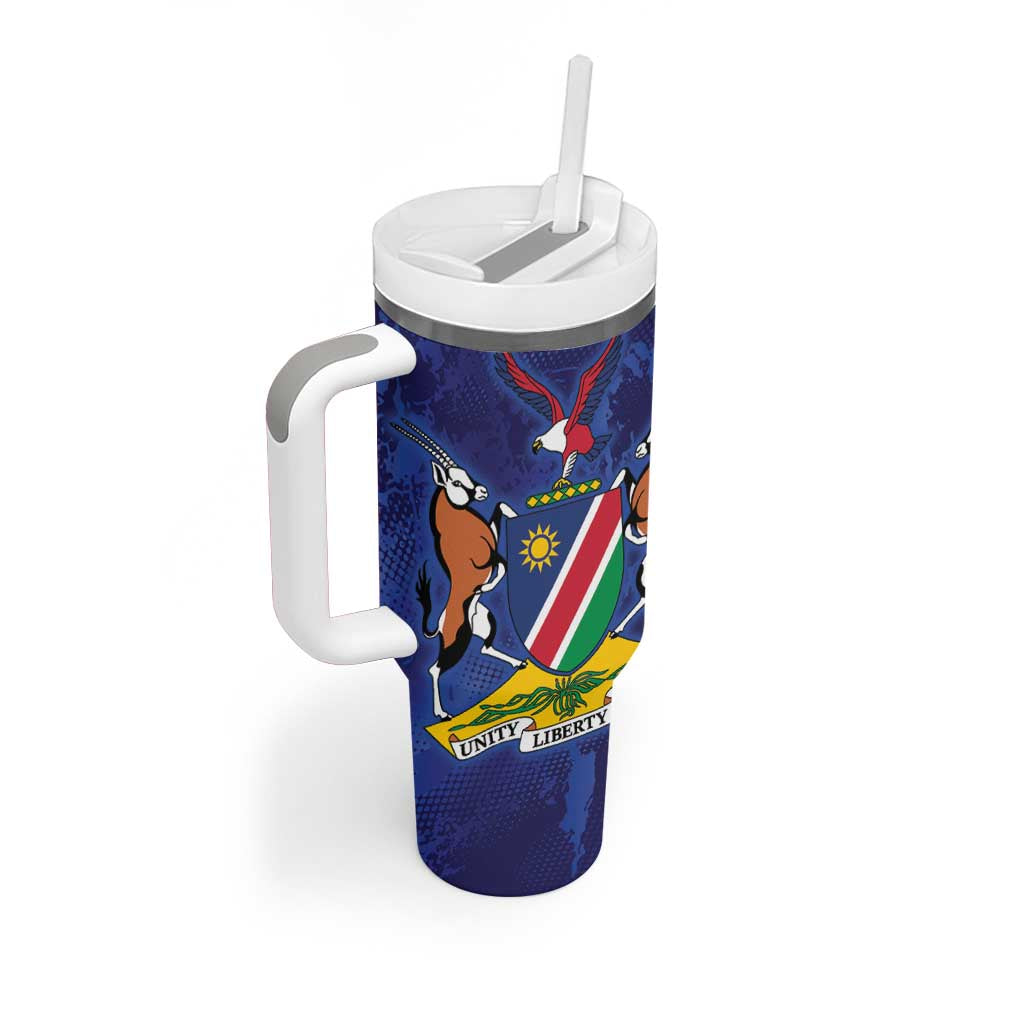 Custom Cricket African Namibia Tumbler With Handle Coat of arms Namibian Pattern LT9