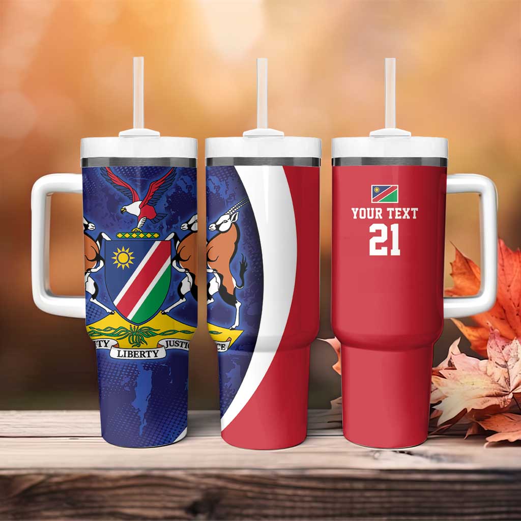 Custom Cricket African Namibia Tumbler With Handle Coat of arms Namibian Pattern LT9
