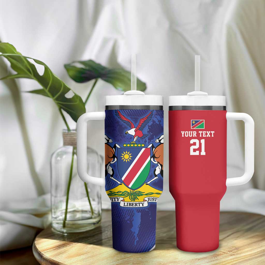 Custom Cricket African Namibia Tumbler With Handle Coat of arms Namibian Pattern LT9