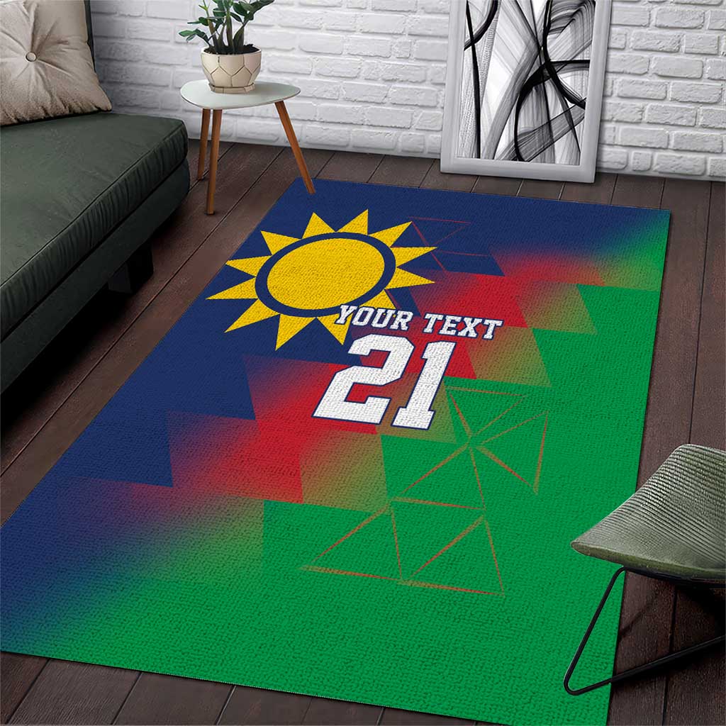 Custom Cricket African Namibia Area Rug Namibian Gold Sun Flag Motif LT9
