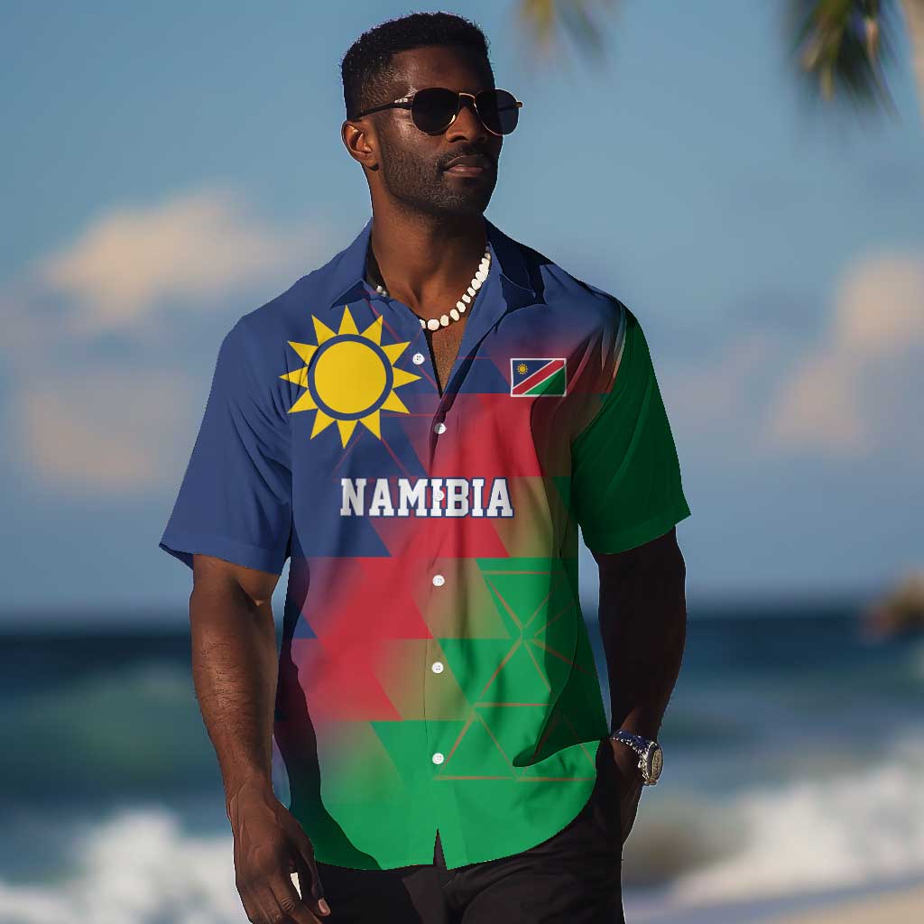 Custom Cricket African Namibia Hawaiian Shirt Namibian Gold Sun Flag Motif LT9