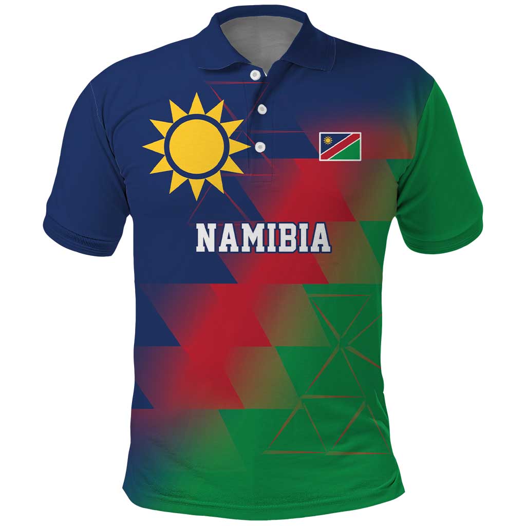 Namibia Cricket Custom Polo Shirt Namibian Gold Sun Flag Motif LT9