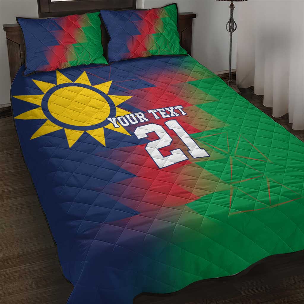 Custom Cricket African Namibia Quilt Bed Set Namibian Gold Sun Flag Motif LT9