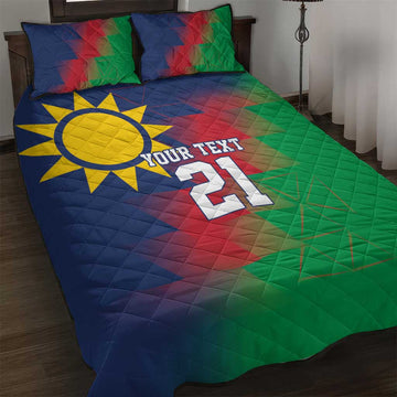 Custom Cricket African Namibia Quilt Bed Set Namibian Gold Sun Flag Motif LT9