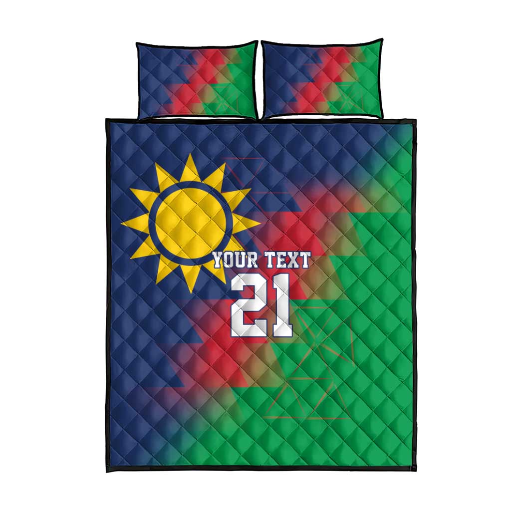 Custom Cricket African Namibia Quilt Bed Set Namibian Gold Sun Flag Motif LT9