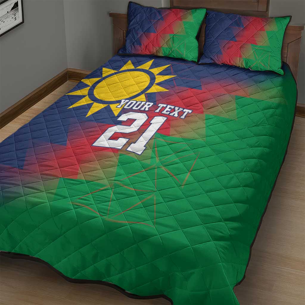 Custom Cricket African Namibia Quilt Bed Set Namibian Gold Sun Flag Motif LT9