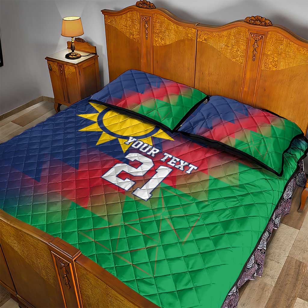 Custom Cricket African Namibia Quilt Bed Set Namibian Gold Sun Flag Motif LT9