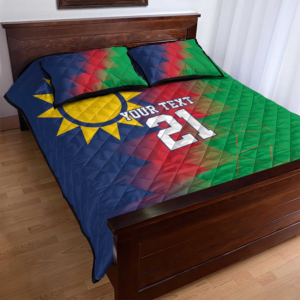 Custom Cricket African Namibia Quilt Bed Set Namibian Gold Sun Flag Motif LT9