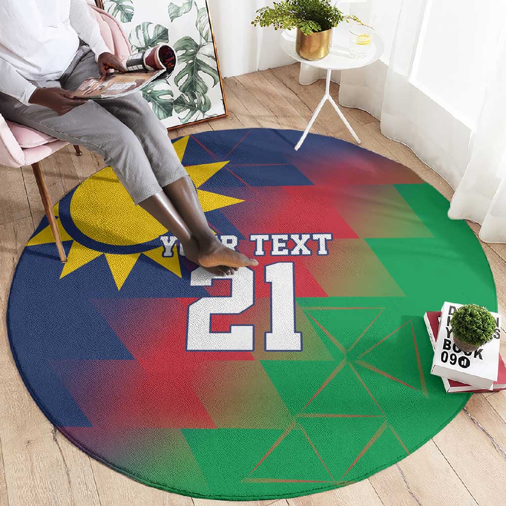 Custom Cricket African Namibia Round Carpet Namibian Gold Sun Flag Motif LT9