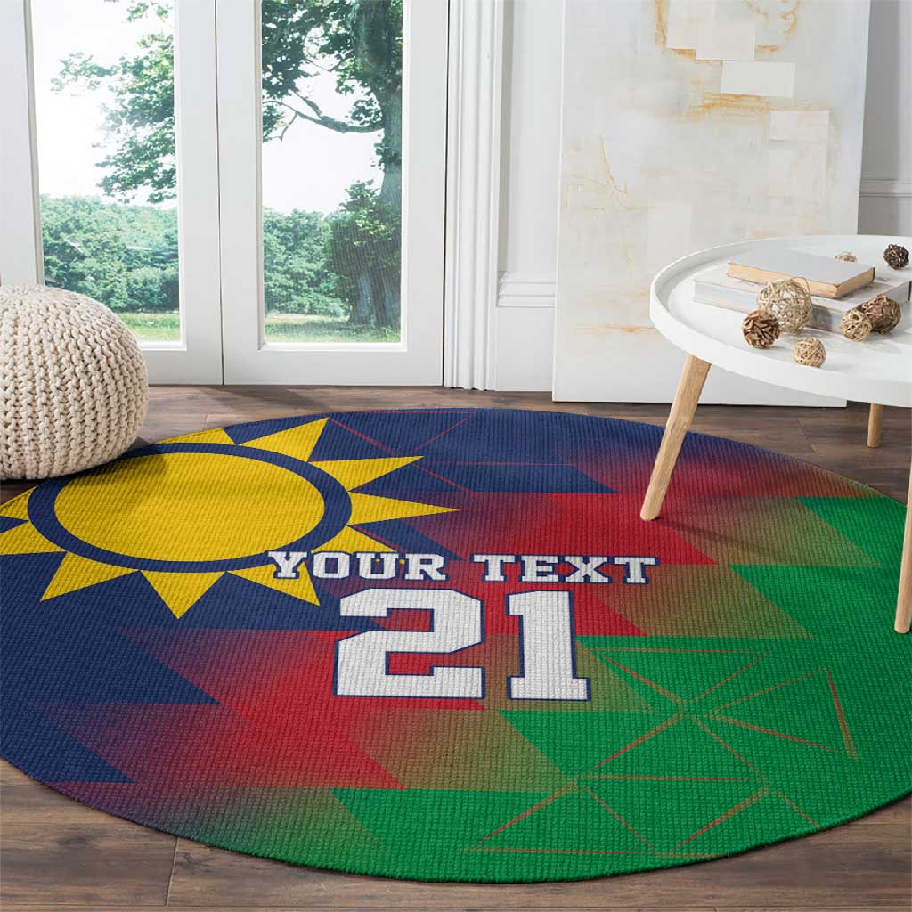 Custom Cricket African Namibia Round Carpet Namibian Gold Sun Flag Motif LT9