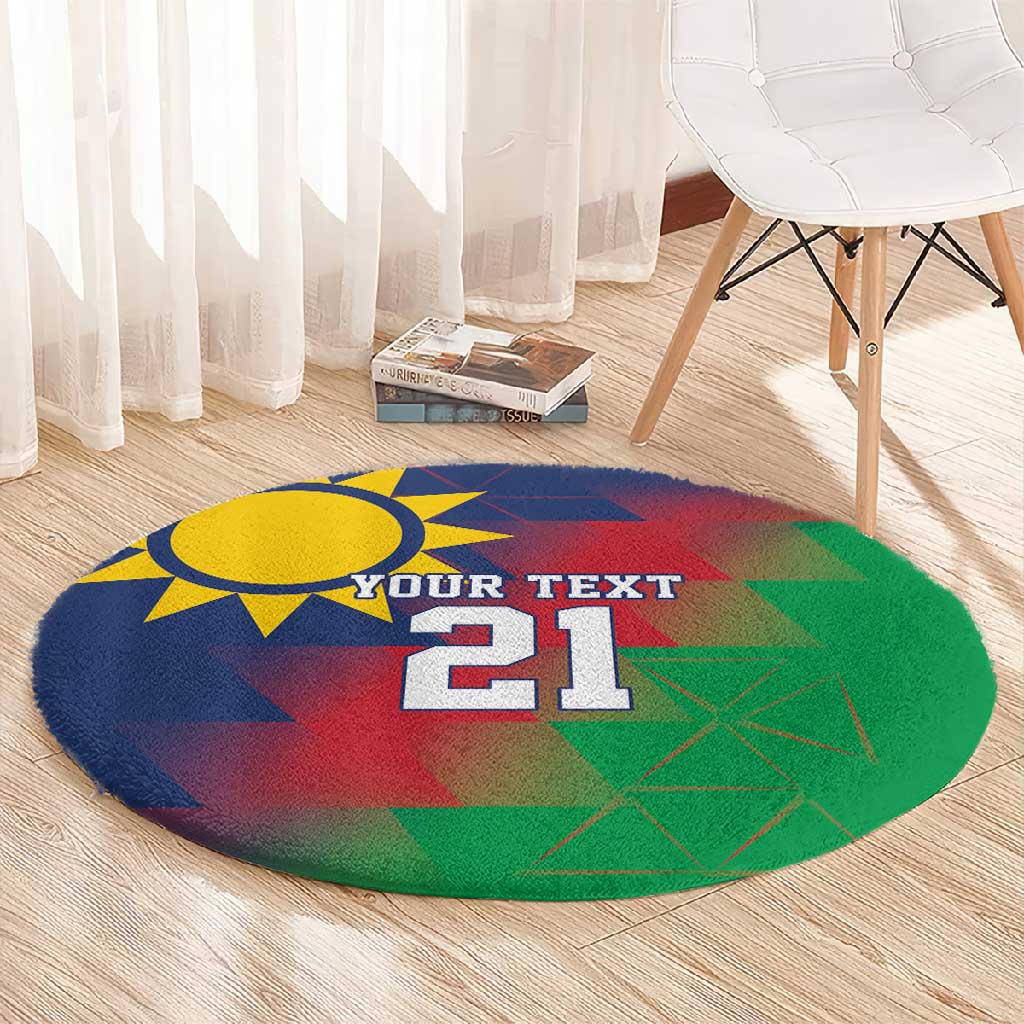 Custom Cricket African Namibia Round Carpet Namibian Gold Sun Flag Motif LT9