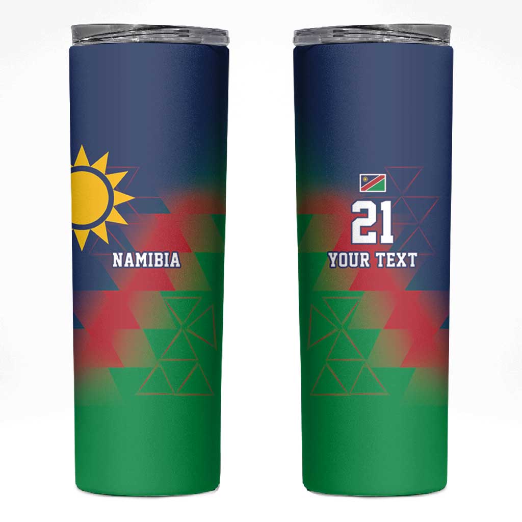 Custom Cricket African Namibia Skinny Tumbler Namibian Gold Sun Flag Motif LT9