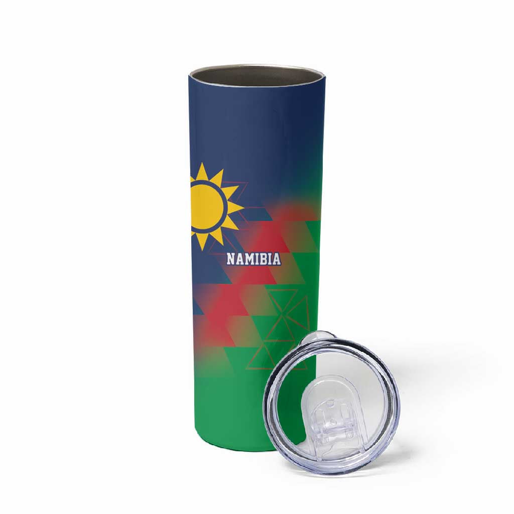Custom Cricket African Namibia Skinny Tumbler Namibian Gold Sun Flag Motif LT9