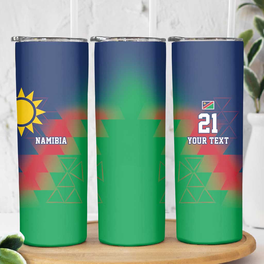 Custom Cricket African Namibia Skinny Tumbler Namibian Gold Sun Flag Motif LT9