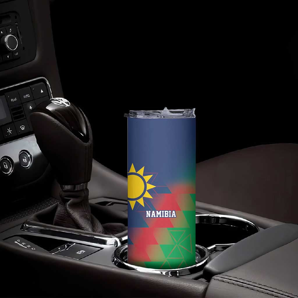 Custom Cricket African Namibia Skinny Tumbler Namibian Gold Sun Flag Motif LT9