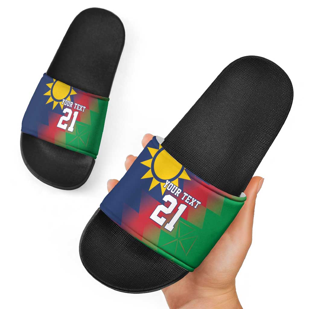 Namibia Cricket Custom Slide Sandals Namibian Gold Sun Flag Motif LT9