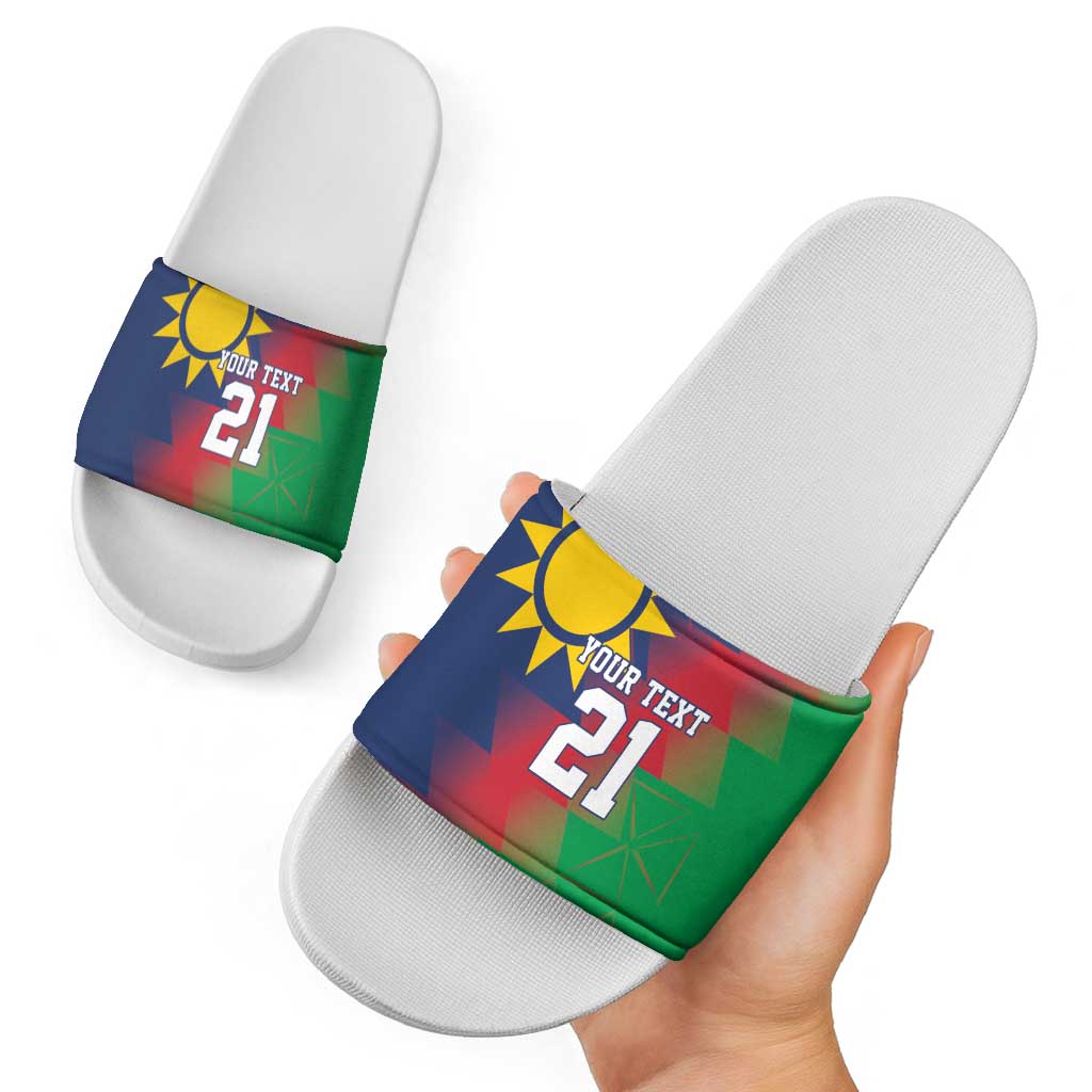 Namibia Cricket Custom Slide Sandals Namibian Gold Sun Flag Motif LT9